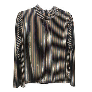 Zara Metallic Striped Blouse - Gold and Black